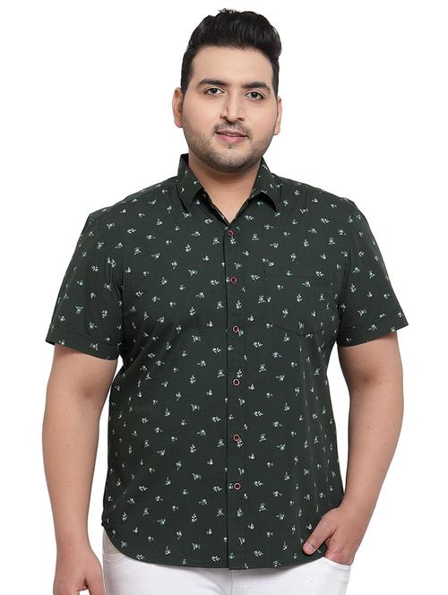plus size bottle green printed casual shirt - 17550414 - Standard Image - 1