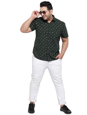 plus size bottle green printed casual shirt - 17550414 - Standard Image - 4
