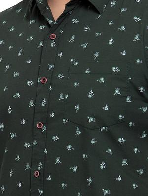 plus size bottle green printed casual shirt - 17550414 - Standard Image - 5