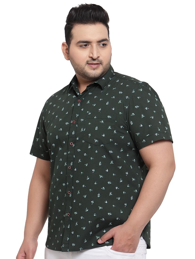 plus size bottle green printed casual shirt - 17550414 - Zoom Image - 2