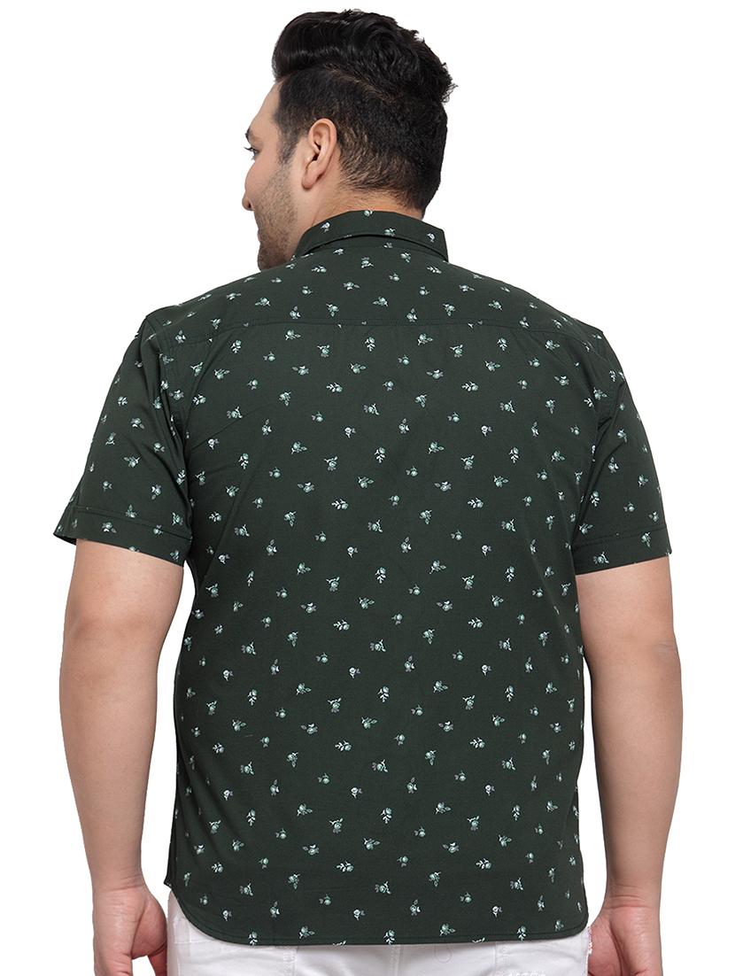 plus size bottle green printed casual shirt - 17550414 - Zoom Image - 3