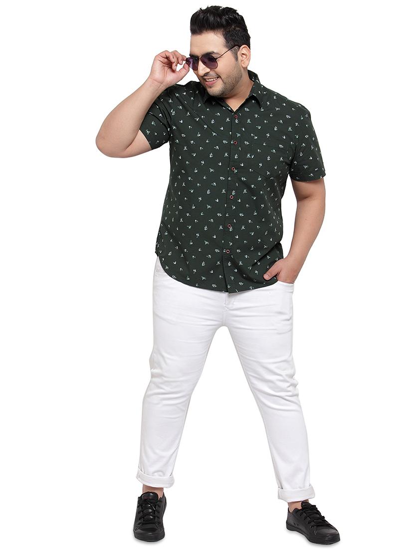 plus size bottle green printed casual shirt - 17550414 - Zoom Image - 4