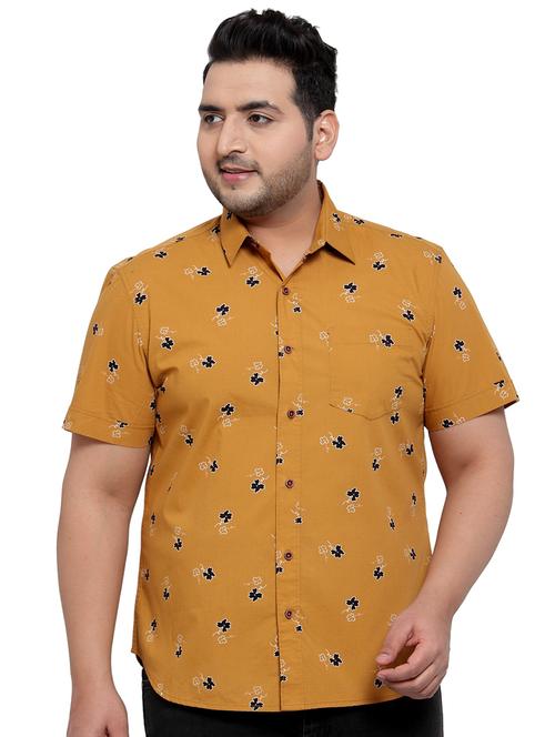plus size yellow floral print casual shirt - 17550418 - Standard Image - 1
