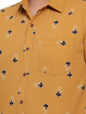 plus size yellow floral print casual shirt - 17550418 - Standard Image - 5