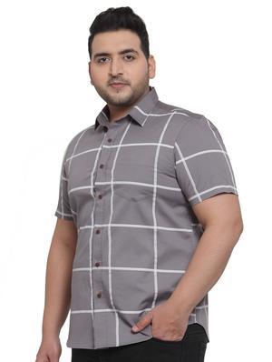 plus size grey checkered casual shirt - 17550422 - Standard Image - 2