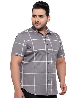 plus size grey checkered casual shirt - 17550422 - Standard Image - 3
