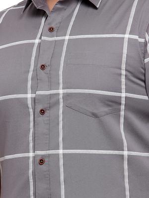 plus size grey checkered casual shirt - 17550422 - Standard Image - 5