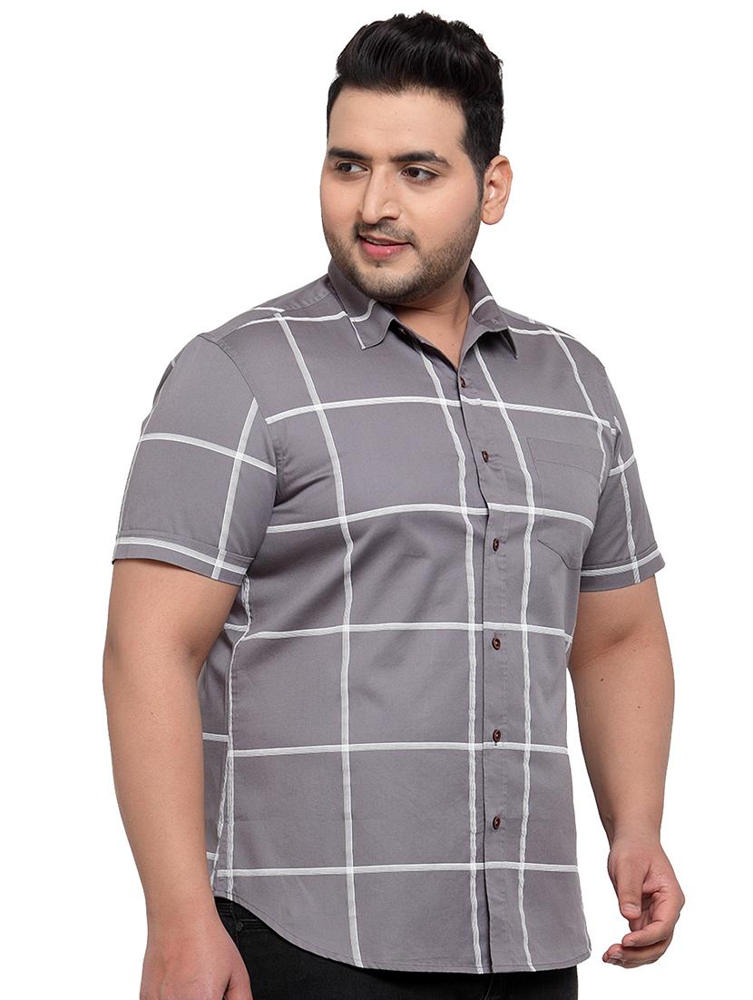 plus size grey checkered casual shirt - 17550422 - Zoom Image - 3
