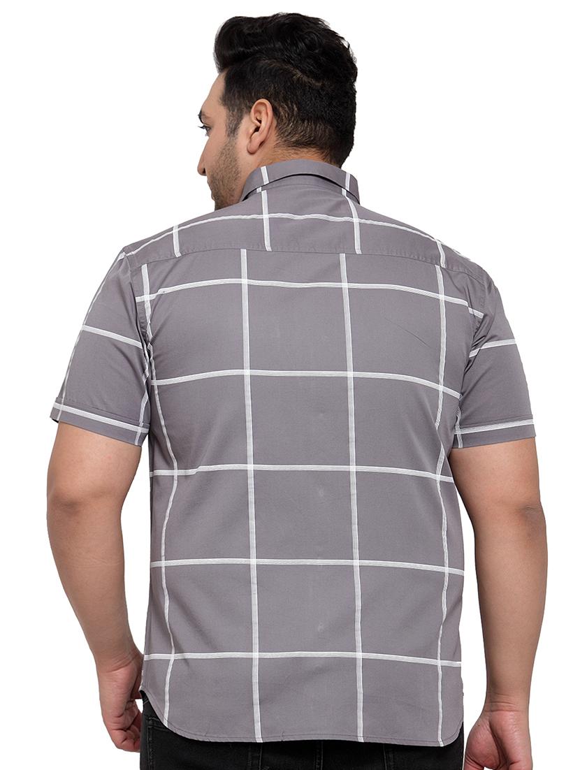 plus size grey checkered casual shirt - 17550422 - Zoom Image - 4