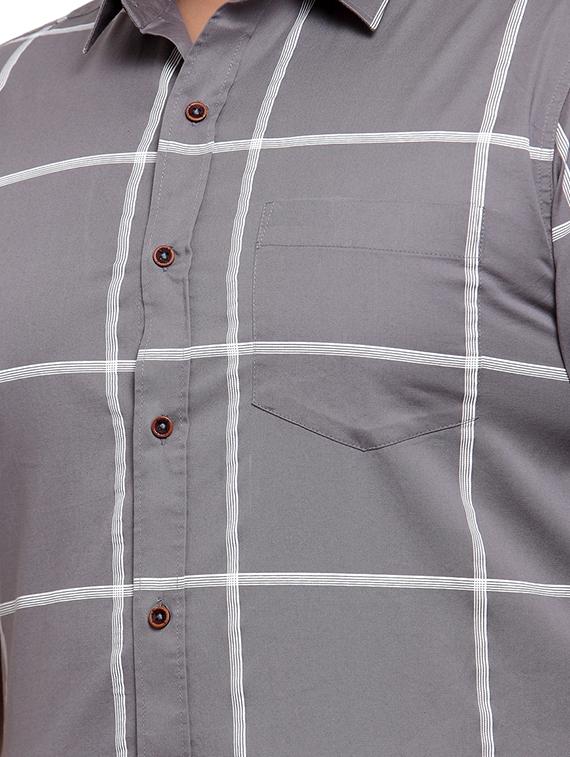 plus size grey checkered casual shirt - 17550422 - Zoom Image - 5