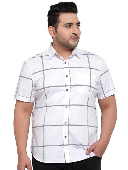 plus size white checkered casual shirt - 17550423 - Standard Image - 1