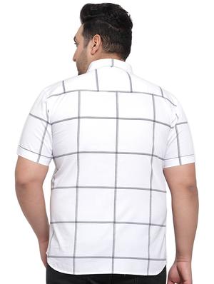 plus size white checkered casual shirt - 17550423 - Standard Image - 3