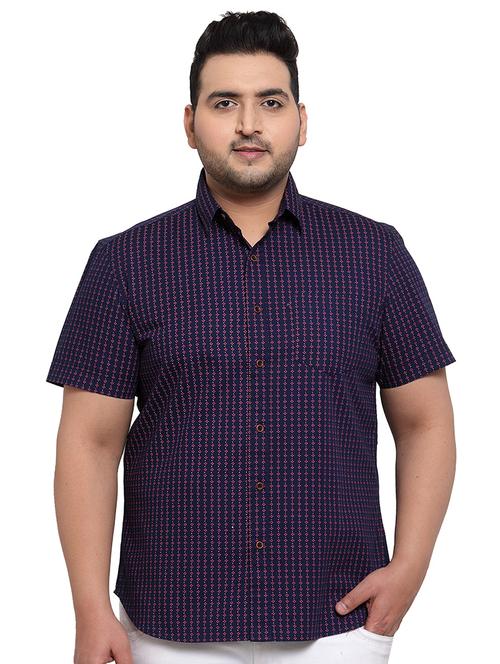 plus size navy blue printed casual shirt - 17550425 - Standard Image - 1