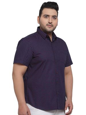 plus size navy blue printed casual shirt - 17550425 - Standard Image - 2