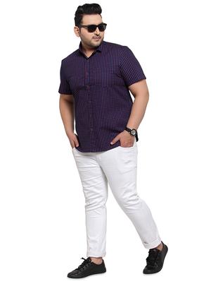 plus size navy blue printed casual shirt - 17550425 - Standard Image - 4