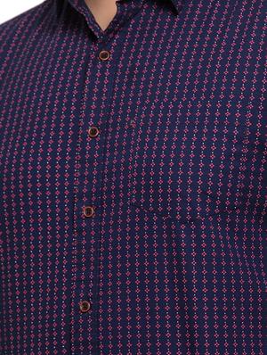 plus size navy blue printed casual shirt - 17550425 - Standard Image - 5