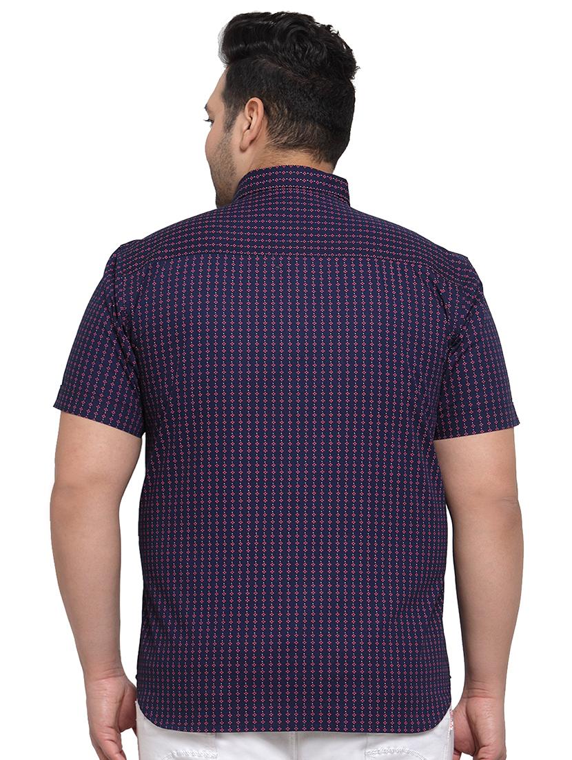 plus size navy blue printed casual shirt - 17550425 - Zoom Image - 3