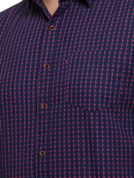 plus size navy blue printed casual shirt - 17550425 - Zoom Image - 5