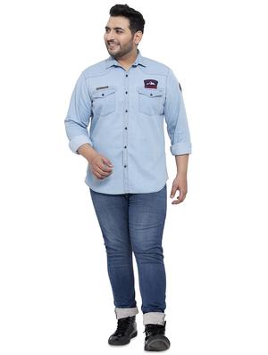 plus size blue solid casual shirt - 17550429 - Standard Image - 4