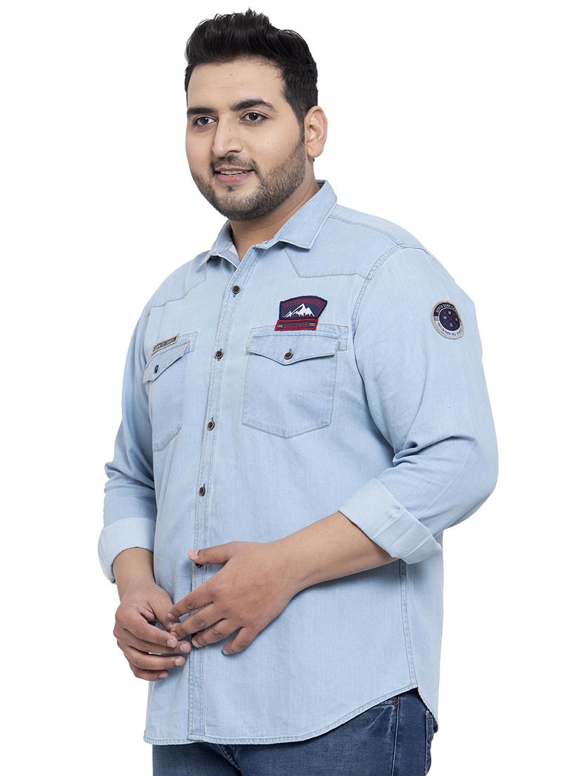 plus size blue solid casual shirt - 17550429 - Zoom Image - 2