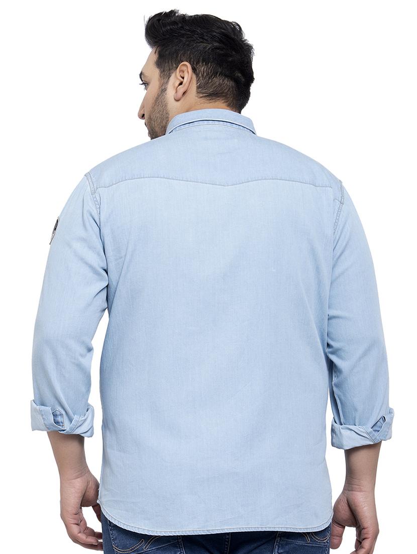 plus size blue solid casual shirt - 17550429 - Zoom Image - 3