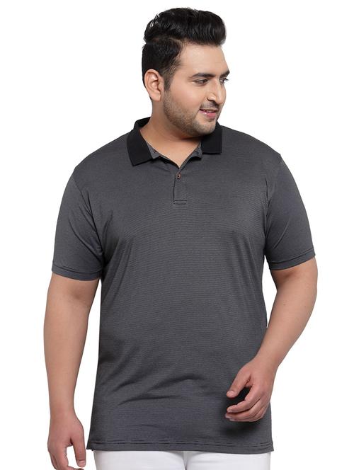 plus size black striped polo t-shirt - 17550437 - Standard Image - 1