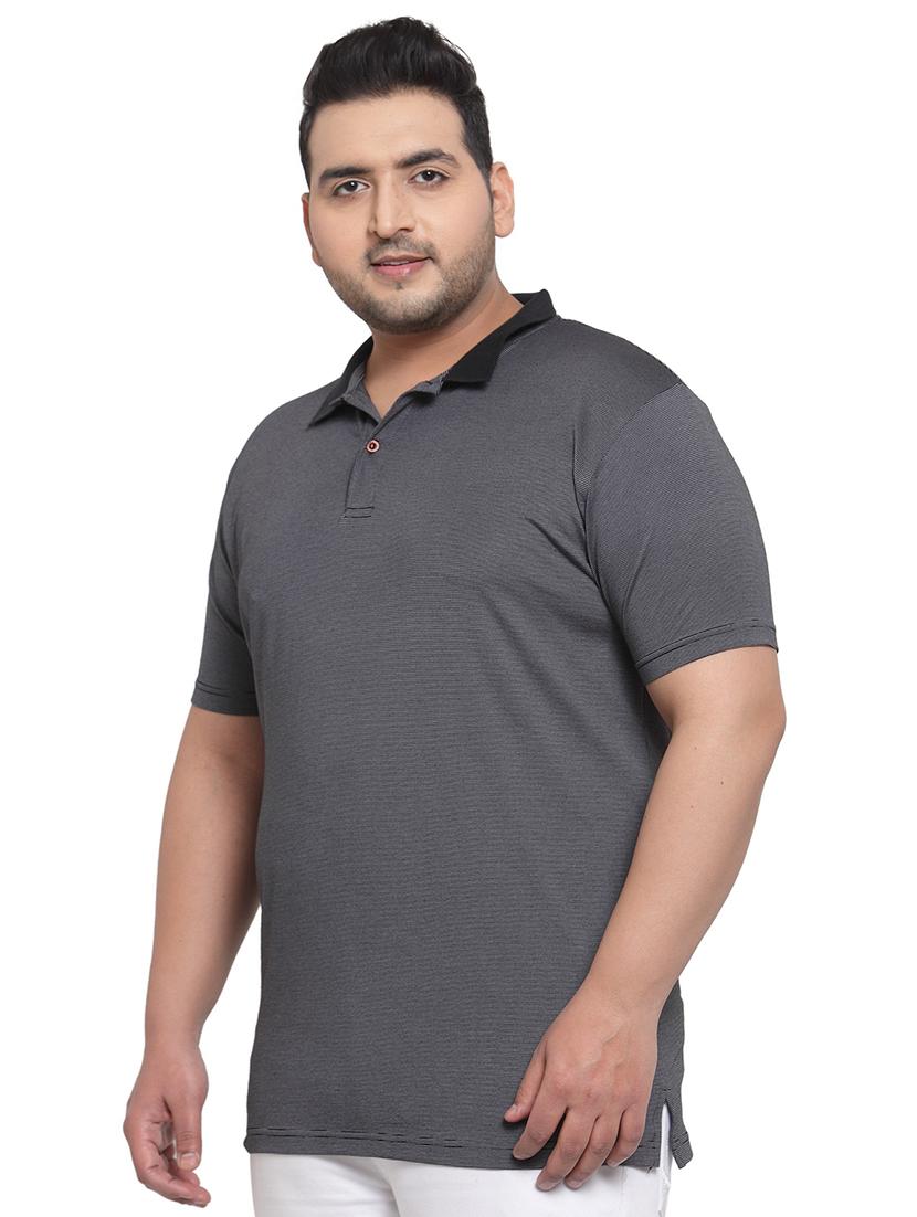 plus size black striped polo t-shirt - 17550437 - Zoom Image - 2