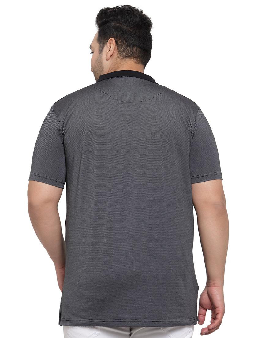 plus size black striped polo t-shirt - 17550437 - Zoom Image - 3