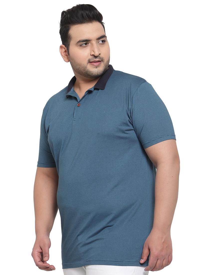 plus size blue striped polo t-shirt - 17550442 - Zoom Image - 2