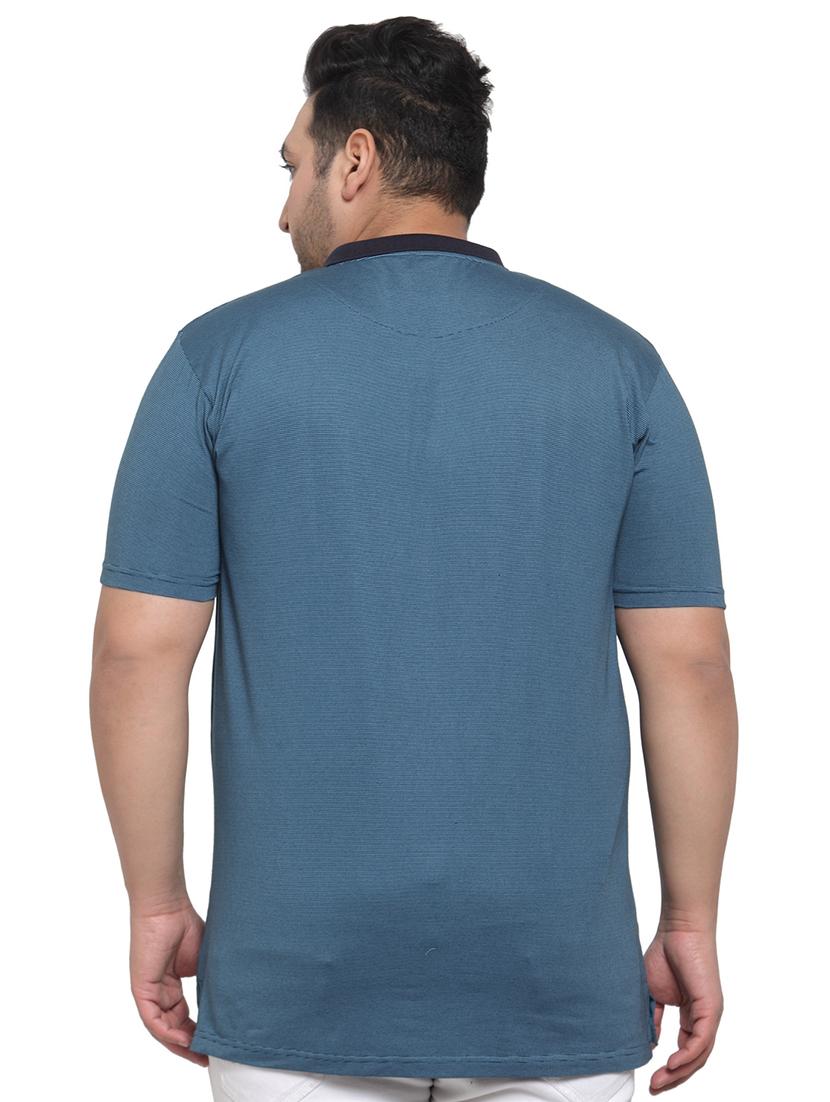 plus size blue striped polo t-shirt - 17550442 - Zoom Image - 3