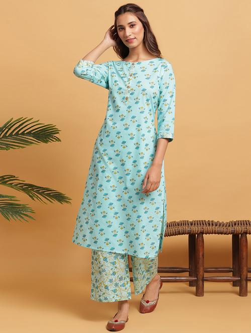 printed kurta palazzo set - 17550505 - Standard Image - 1