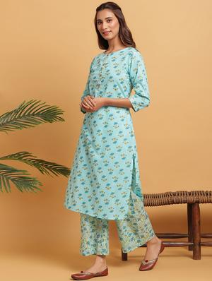 printed kurta palazzo set - 17550505 - Standard Image - 2