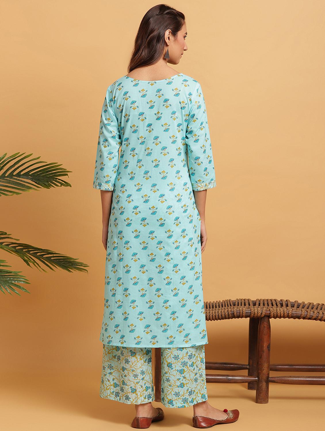 printed kurta palazzo set - 17550505 - Zoom Image - 3