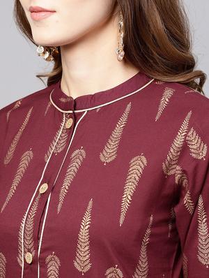 gold print kurta palazzo set - 17550659 - Standard Image - 5