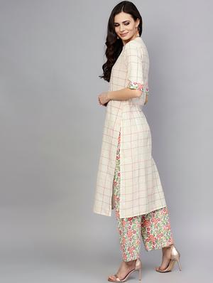 checkered kurta palazzo set - 17550661 - Standard Image - 3