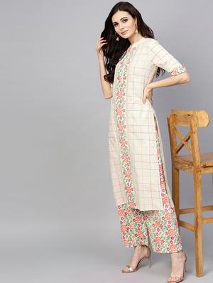 checkered kurta palazzo set - 17550661 - Standard Image - 4