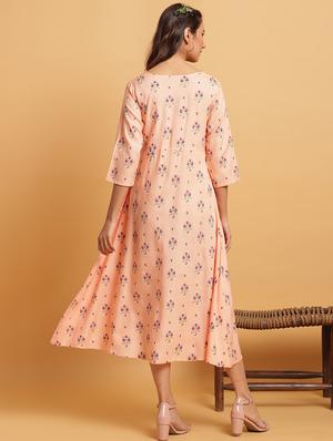 tie front floral fit & flare dress - 17550671 - Standard Image - 3