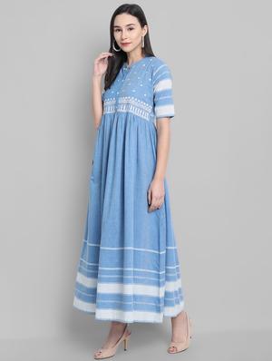 embroidered detail fit & flare dress - 17550673 - Standard Image - 2