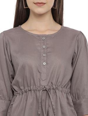 drawstring waist solid top - 17550679 - Standard Image - 5
