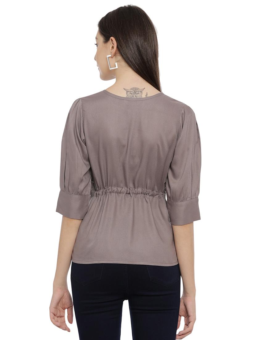 drawstring waist solid top - 17550679 - Zoom Image - 3