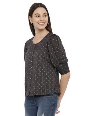 puff sleeved printed top - 17550681 - Standard Image - 2