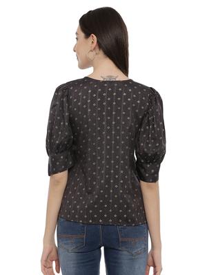puff sleeved printed top - 17550681 - Standard Image - 3