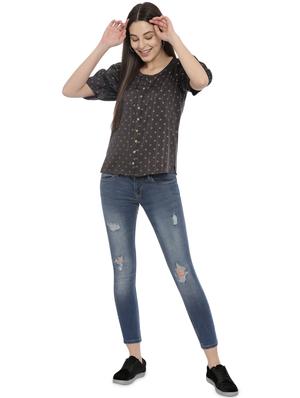 puff sleeved printed top - 17550681 - Standard Image - 4