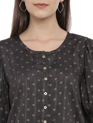 puff sleeved printed top - 17550681 - Standard Image - 5