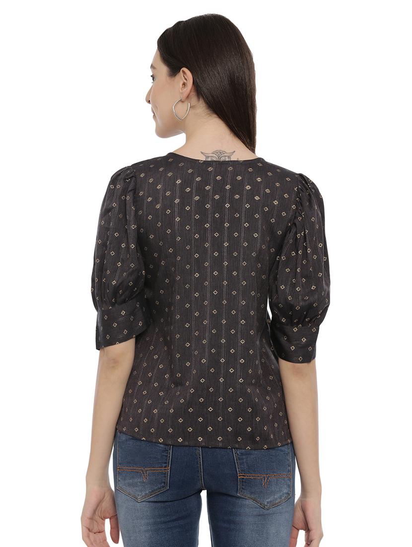 puff sleeved printed top - 17550681 - Zoom Image - 3