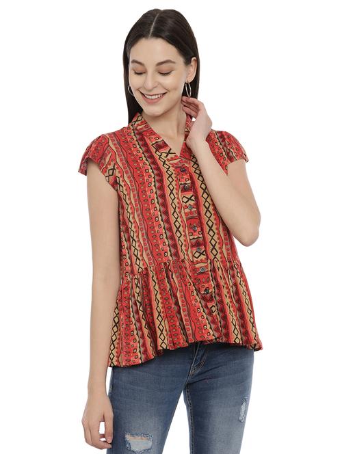 abstract printed peplum top - 17550682 - Standard Image - 1