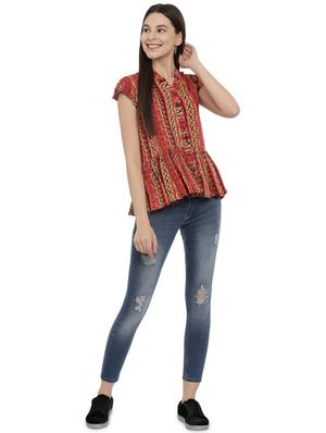 abstract printed peplum top - 17550682 - Standard Image - 4
