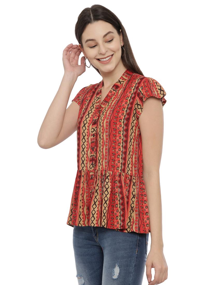 abstract printed peplum top - 17550682 - Zoom Image - 2