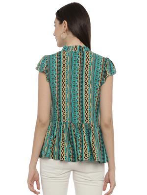 abstract printed peplum top - 17550683 - Standard Image - 3