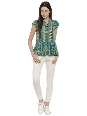 abstract printed peplum top - 17550683 - Standard Image - 4